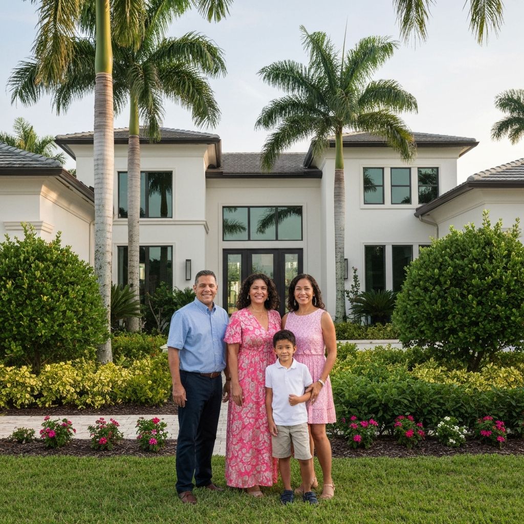 Family in front of their Florida home